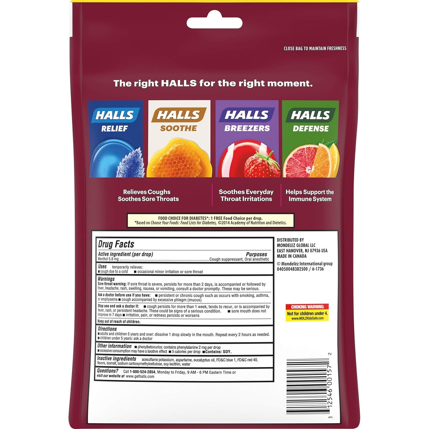 HALLS Relief Sugar Free Black Cherry Flavor Cough Drops, Economy Pack, 1 Bag (70 Total Drops)